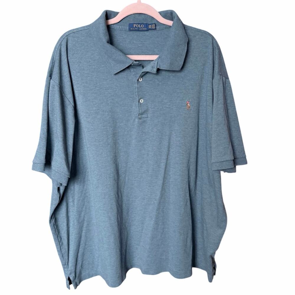 Polo Ralph Lauren blue gray polo shirt 3XL preppy coastal casual 100% cotton
